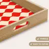 Golvend patroon - Retro - Rood - Beige Dienblad Rechthoek middel 911 -USP_HandgreepEN