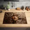 Gezicht - Vrouwe - Bladeren - Penseelstreken Inductie beschermer vinyl 3mm klein -sfeer5