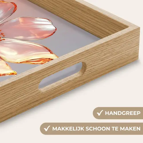 Glazen - Bloem - Roze Dienblad Rechthoek middel -USP_HandgreepNL