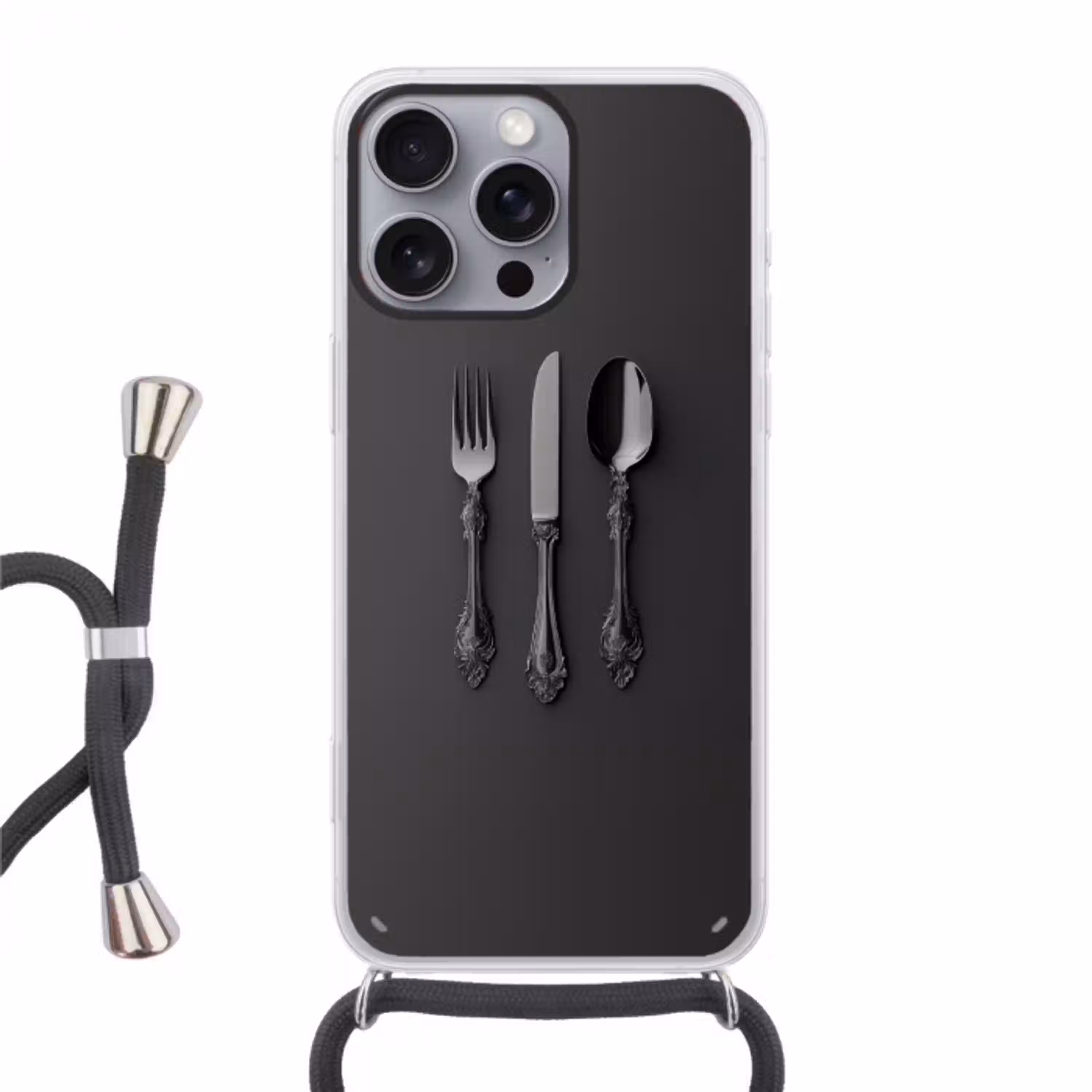 Bestek - Zwart Hoesje iPhone 16 Pro Max met koord klein -3d