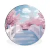 Brug - Kersenbomen - Wit Wandcirkel aluminium klein -3d