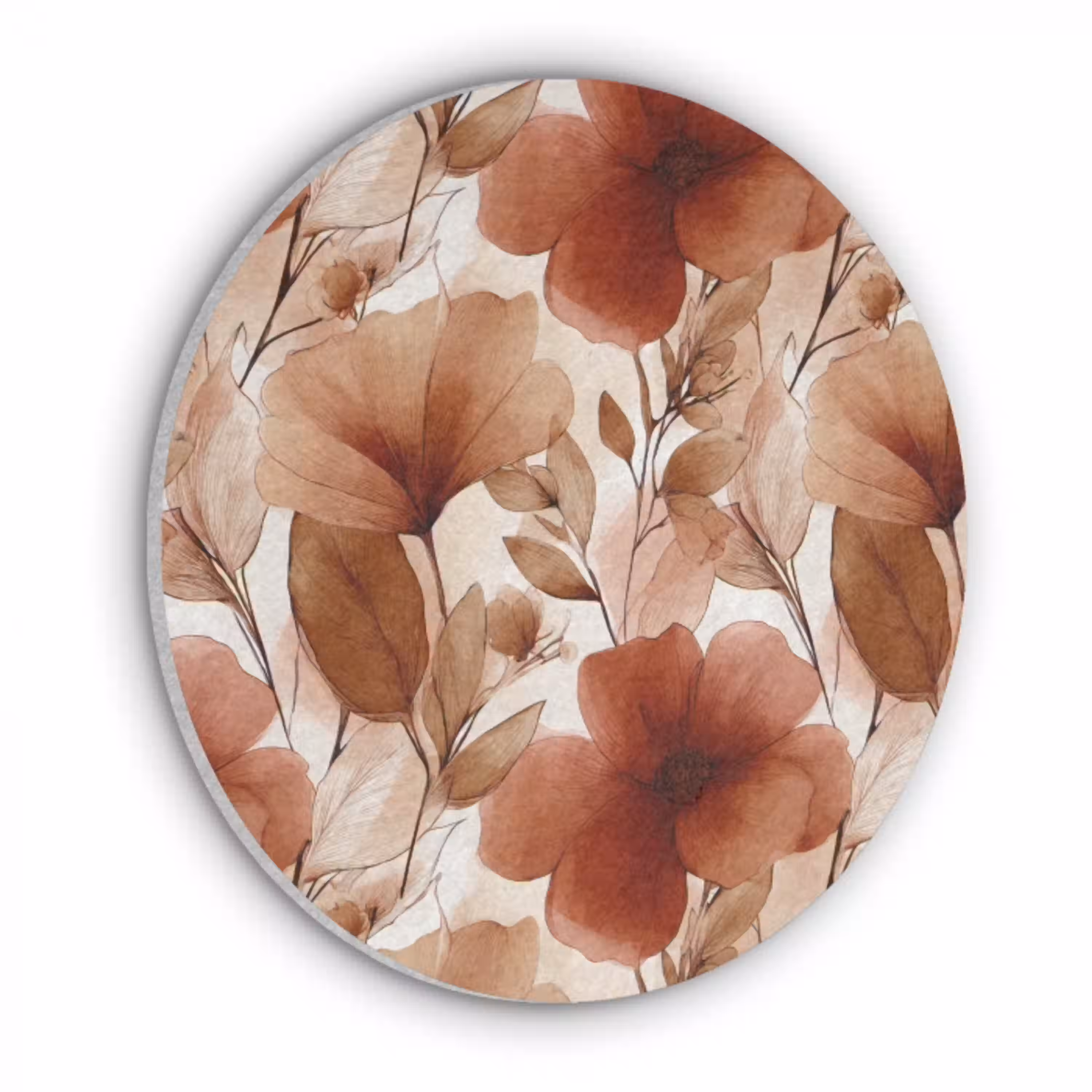 Bloemen - Aquarel - Botanisch - Terracotta Akoestische PET Vilt - Rond klein 838 -3d