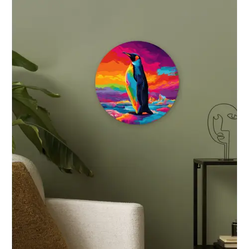 Ijsschots - Pinguïn - Abstract - Lucht Wandcirkel kunststof plaat 5mm dik klein -sfeer3