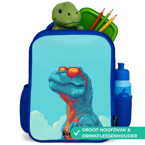 Dino - Zonnebril - Blauw Kinderrugzak - Blauw middel -inhoud_NL