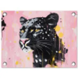 Zwart - Panter - Roze - Abstract tuinposter los doek klein -3d