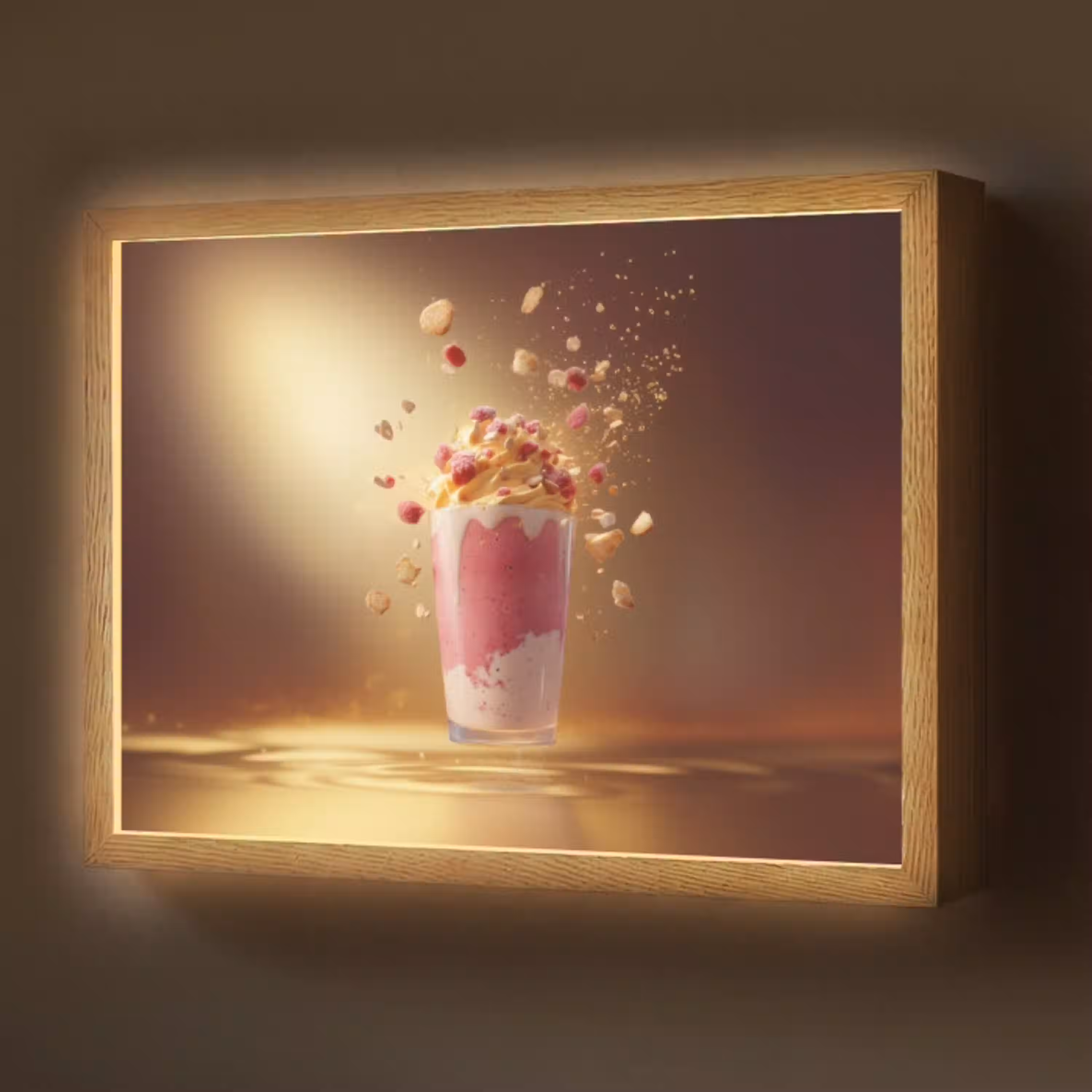 Framboos - Smoothie - Drinken - Roze Light Box met batterij (Wandlamp) middel -z3d_website