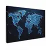 Wereldkaart - Waterstructuur - Blauw canvas 2cm klein -z3d