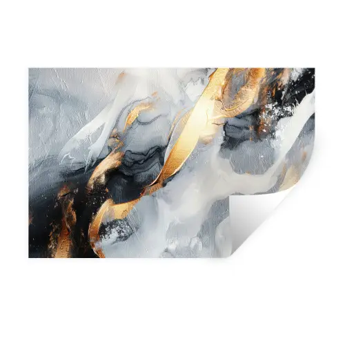 Kunst - Goud - Luxe - Abstract - Modern Muursticker klein -3d