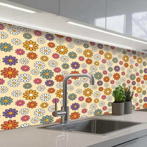 Vintage - Patronen - Bloem - Planten keuken achterwand 2 middel 871 -3d_schuin