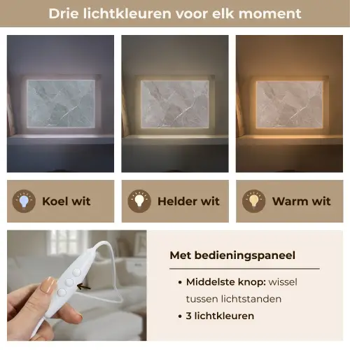 Marmer - Grijs Light Box met kabel (Tafellamp) klein -USP_lichtkleurNL