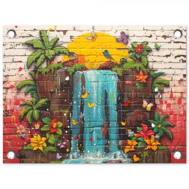 Waterval in Straatkunst tuinposter los doek klein -3d