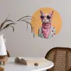 Zonnebril - Kat - Sjaal - Bloemen Wandcirkel behangsticker klein -sfeer3