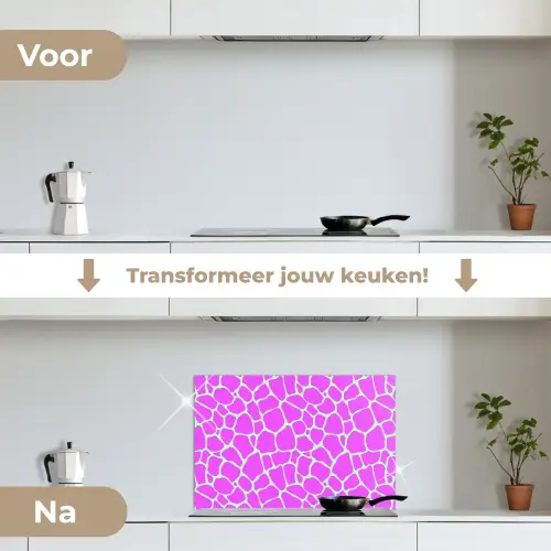 Mintgroen - Roze - Vlekken - Patroon keuken achterwand spatscherm klein 900 -voor_na_NL