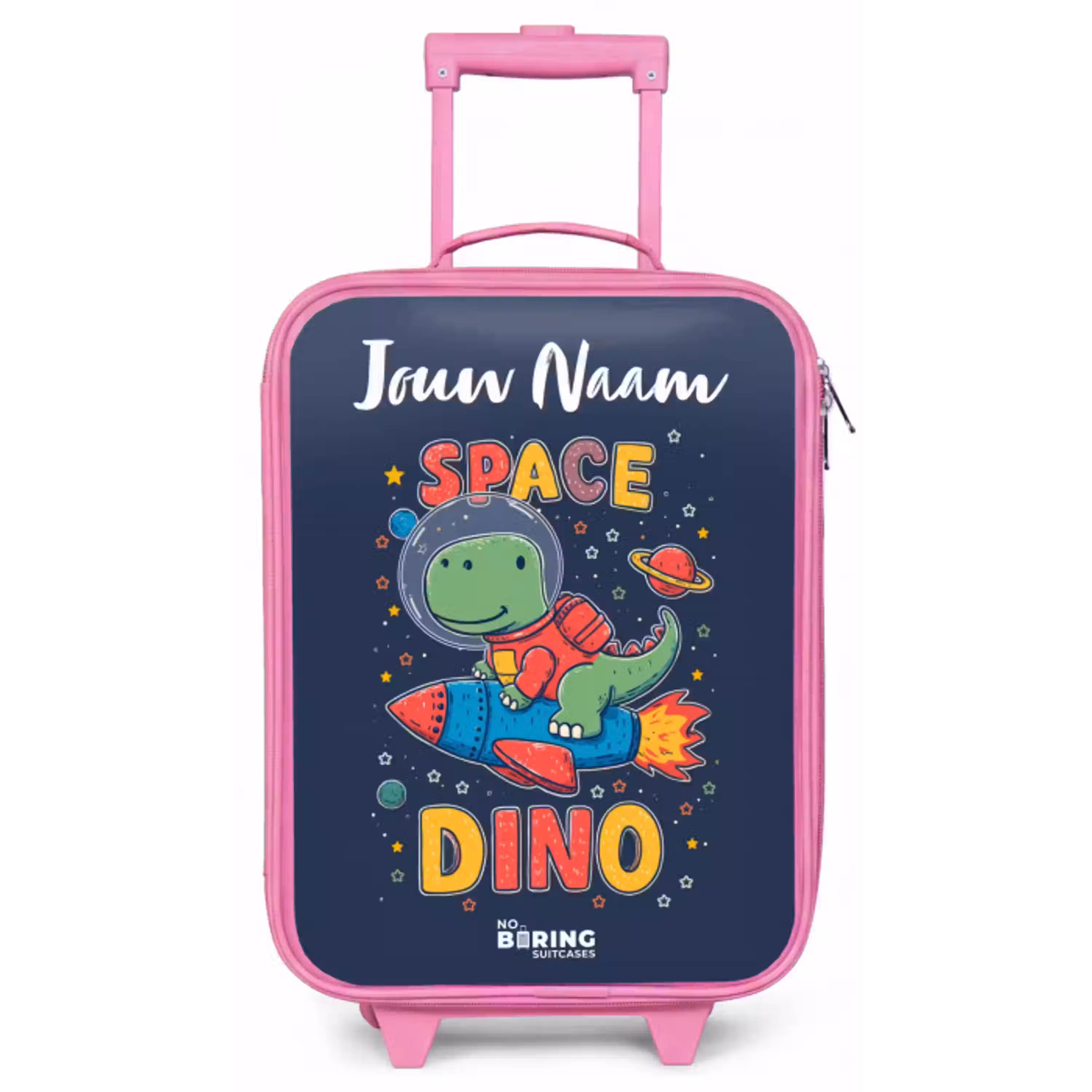 Dinosaurus - Groen - Raket - Sterrenhemel Kinderkoffer - Roze klein -zz3dotto