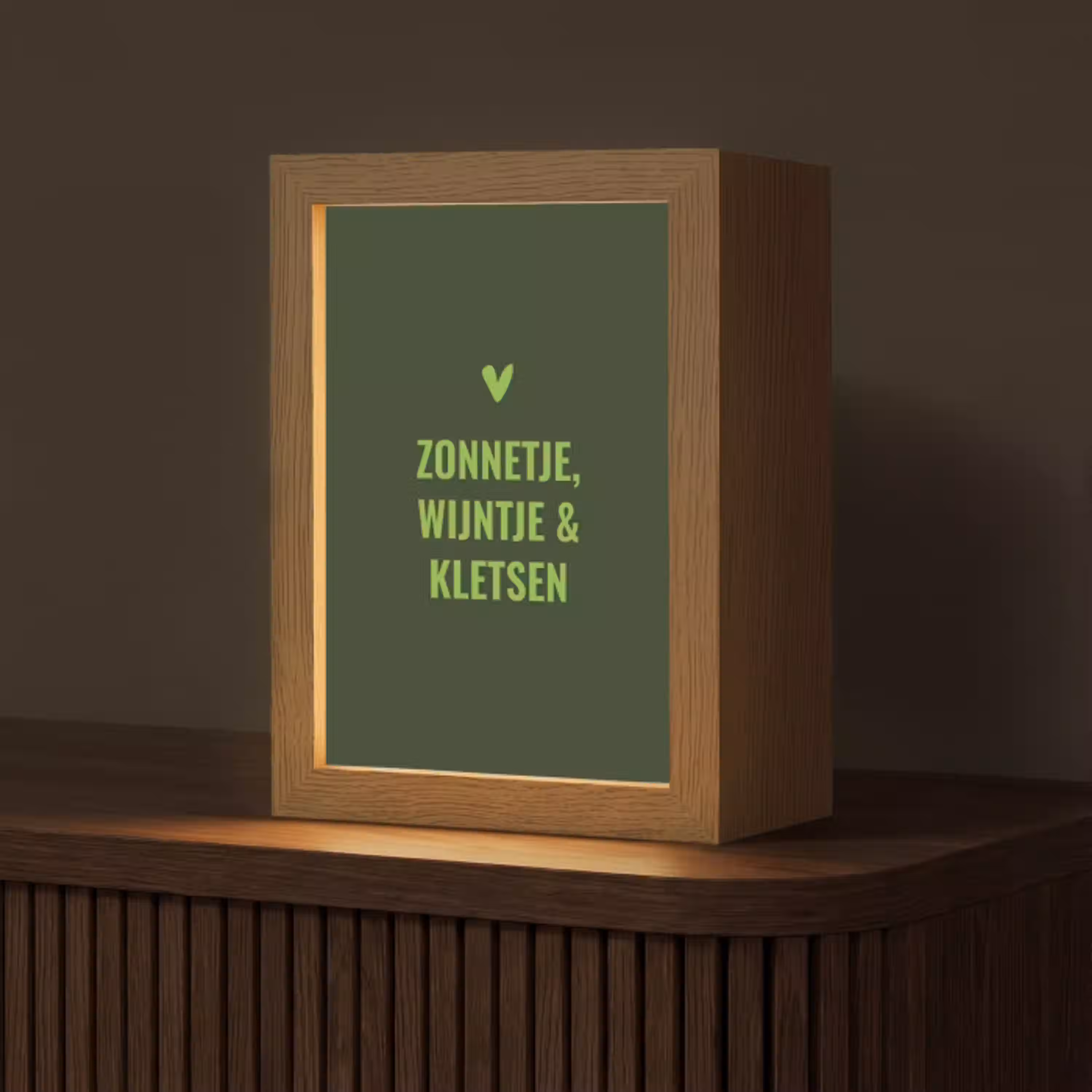 Donkergroen - Quote - Zon - Zomer Light Box met kabel (Tafellamp) klein -z3d_website