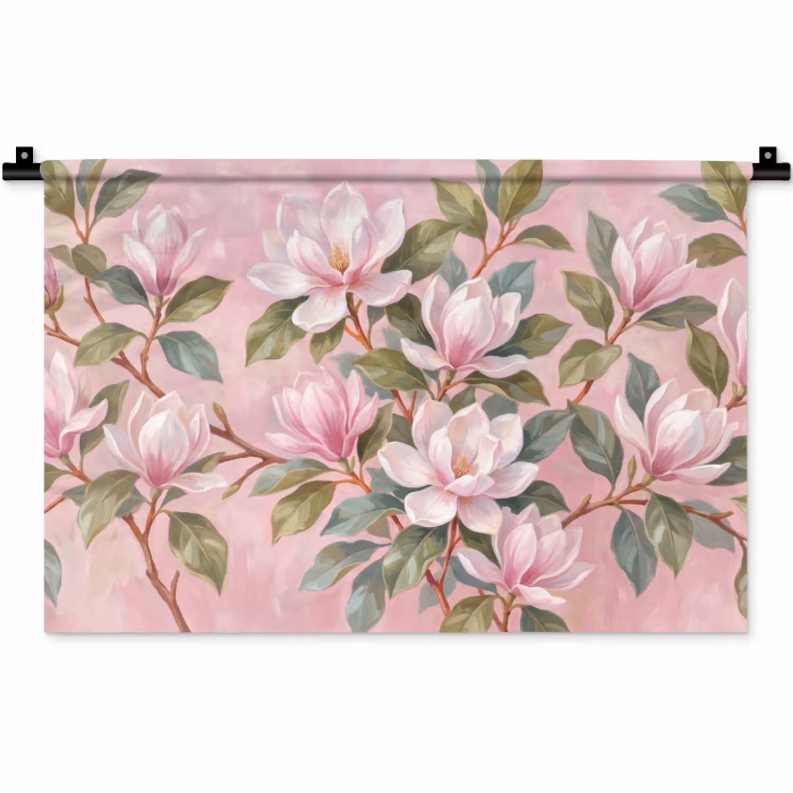 Magnolia's - Patroon - Roze Wandkleed katoen klein -zz3d