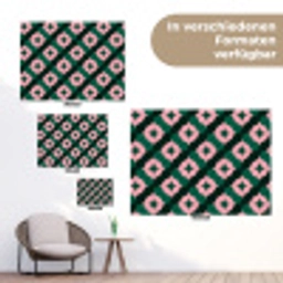 Groen - Roze - Retro - Sterren tuinposter los doek klein 239 -Xsfeer9_DE
