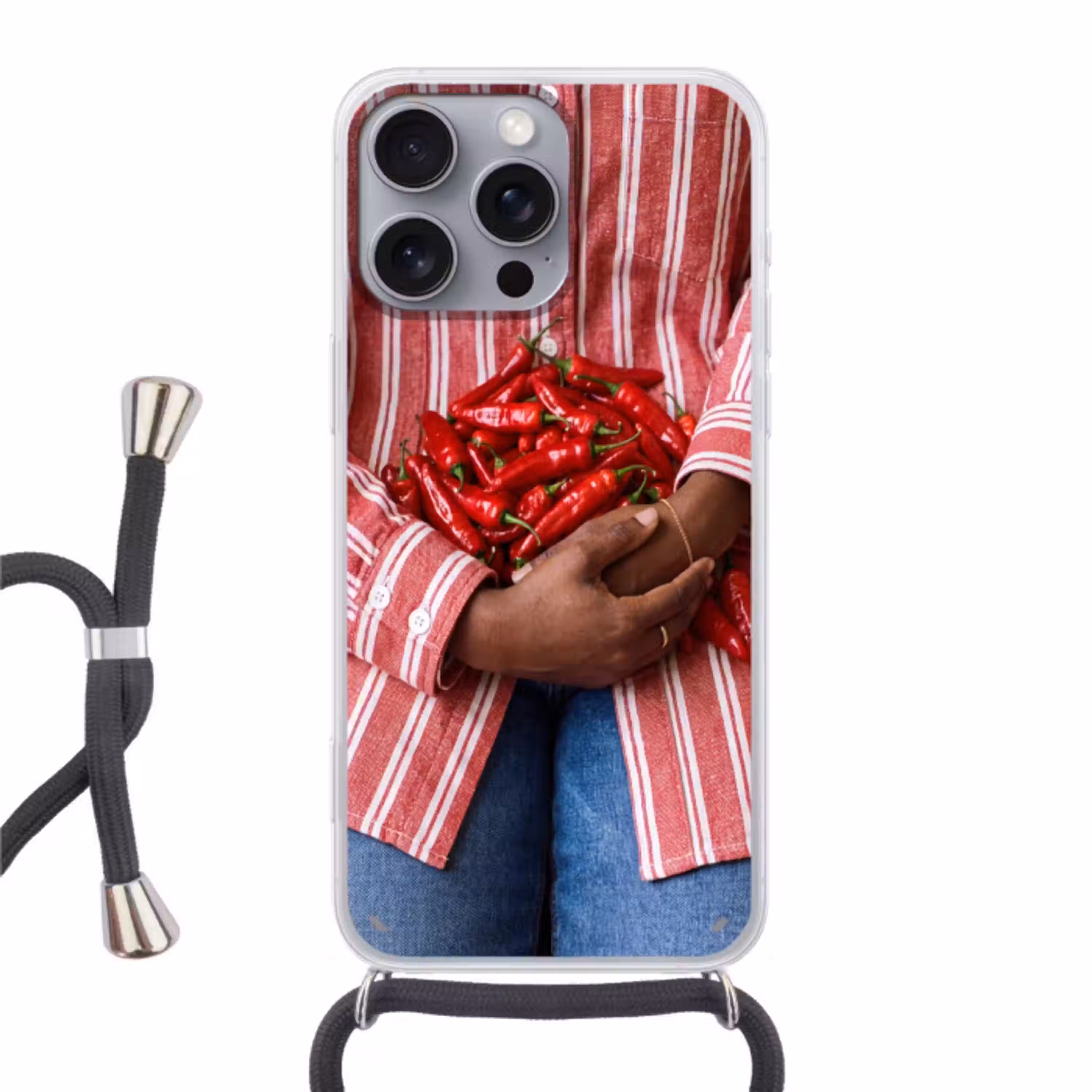 Chilipepers - Rood - Handen Hoesje iPhone 16 Pro Max met koord klein -3d