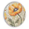 Klaprozen - Oranje - Mozaïek - Bladeren Akoestische PET Vilt - Rond klein -3d