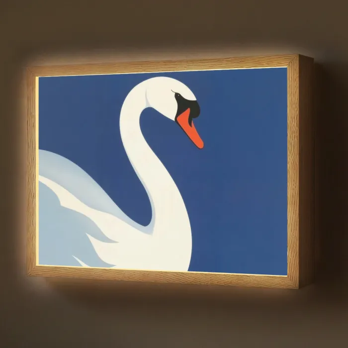 Zwaan - Wit - Snavel - Illustratie Light Box met batterij (Wandlamp) middel -z3d_website