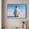 Pinguïn - Sneeuw - Landschap - Wit Textielframe zwart klein -sfeer2