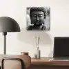Boeddha - Grijs - Spiritualiteit - Buddha beeld - Religie aluminium wit klein -sfeer5
