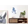 Vogel - Delfts blauw - Illustratie - Bloemen Wandcirkel aluminium klein -kantoor
