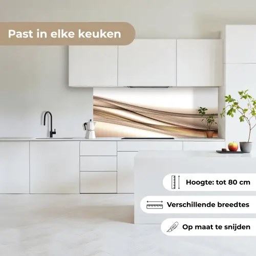 Golven - Abstract - Taupe keuken achterwand 2 middel -sfeer4_NL