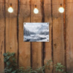 Sneeuwlandschap - Bergen - Rivier - Winter tuinposter los doek klein -sfeer1