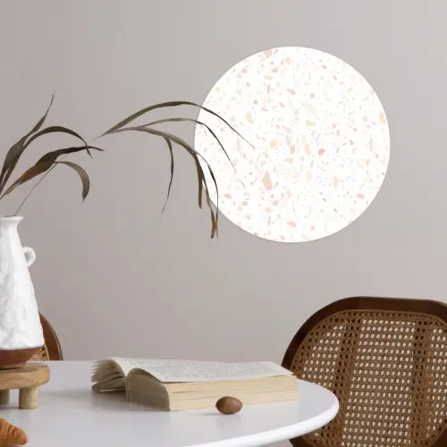 Terrazzo -  Patroon - Wit - Perzik Wandcirkel behangsticker klein 186 -sfeer3