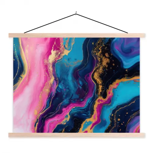 Marmer - Modern - Goud textielposter latten blank klein -3d