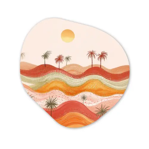 Abstract landschap - Palmbomen - Kleurrijk Wandcirkel Organisch Forex 3mm klein -3d