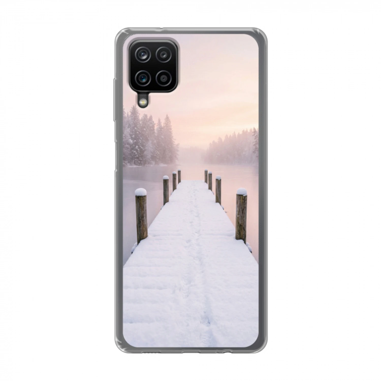 Steiger - Meer - Mist - Winter - Serene Telefoonhoesje Samsung Galaxy A12 klein -3d