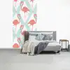 Flamingo - Mintgroen - Ruit fotobehang vinyl groot 64 -slaapkamer
