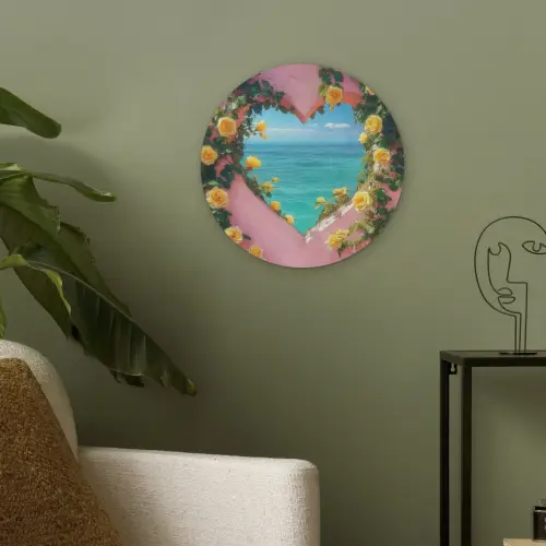 Hart - Zee - Muur Akoestische PET Vilt - Rond klein -sfeer2
