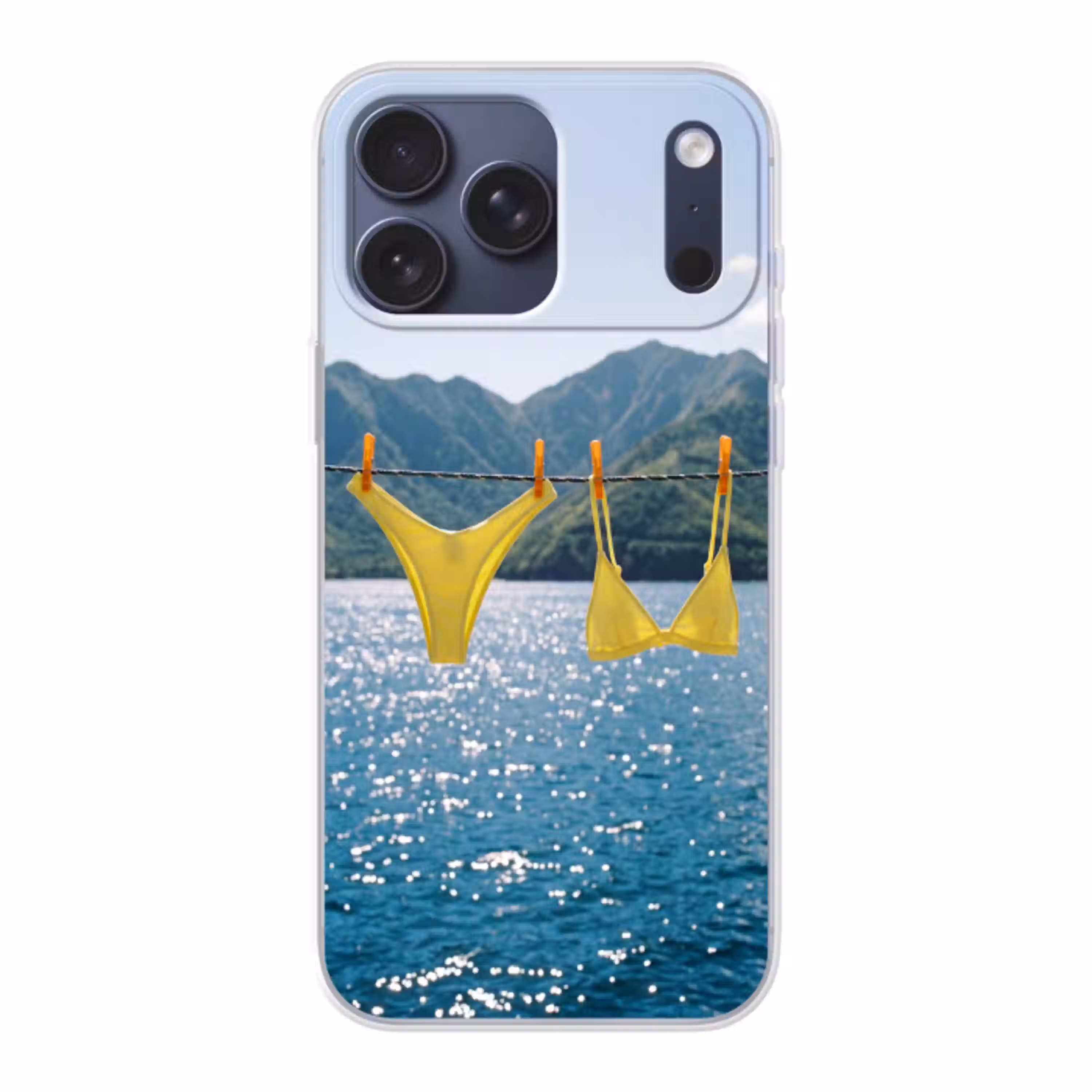 Badmode - Bikini - Zee - Bergen - Geel Telefoonhoesje iPhone 17 Pro Max klein -3d