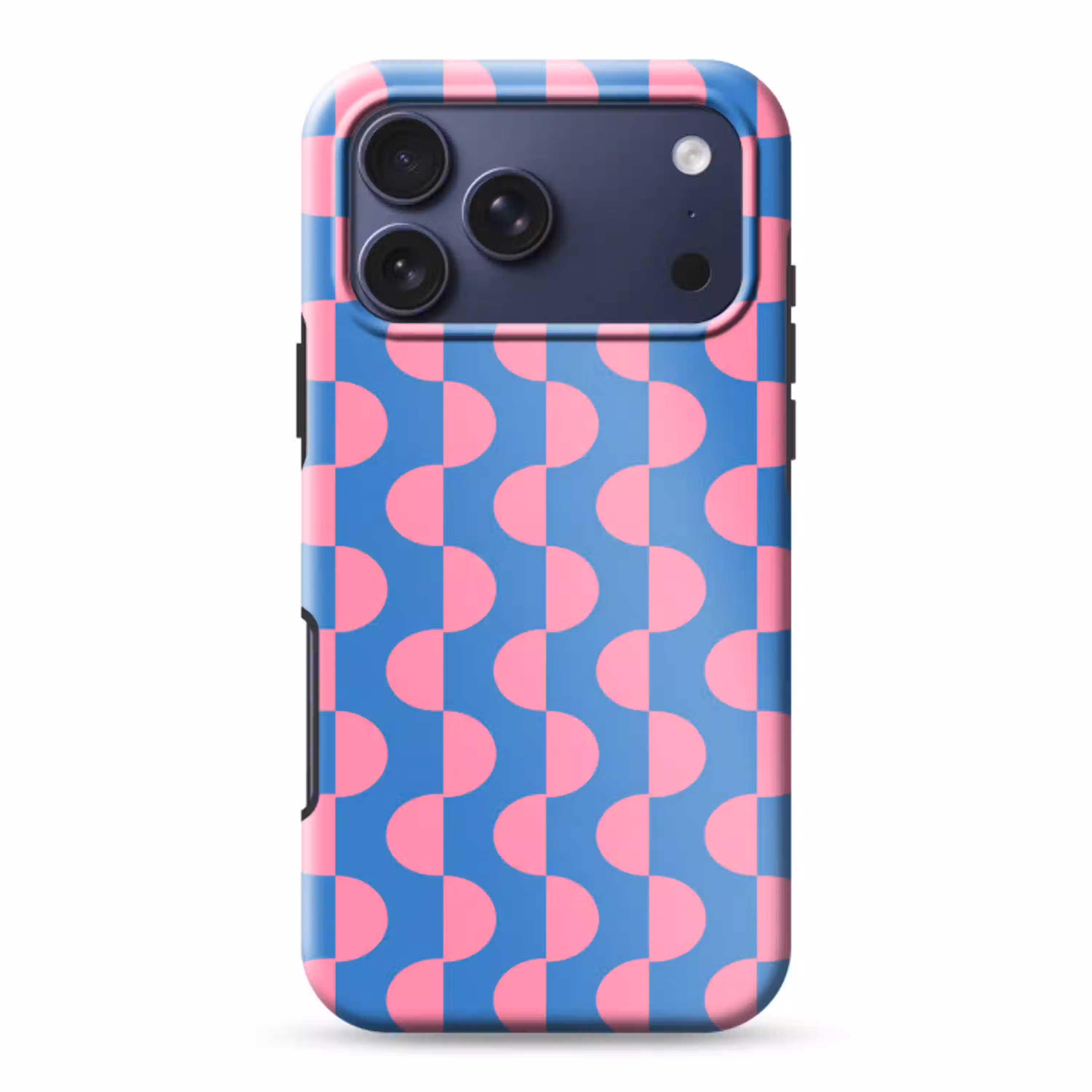 Patroon - Halve cirkels - Abstract - Modern - Roze - Blauw Toughcase MagSafe Apple iPhone 17 Pro Max klein -3d