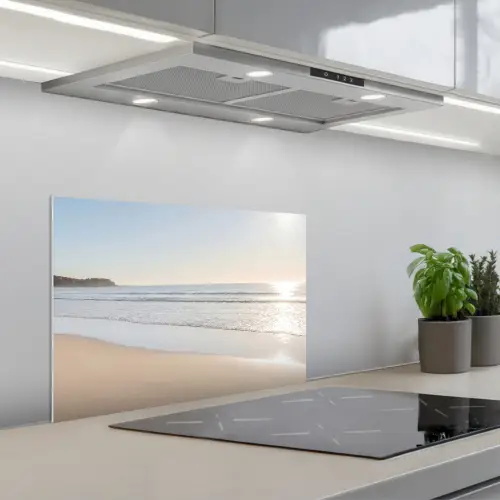 Zee - Zon - Zand keuken achterwand spatscherm klein -3d_schuin