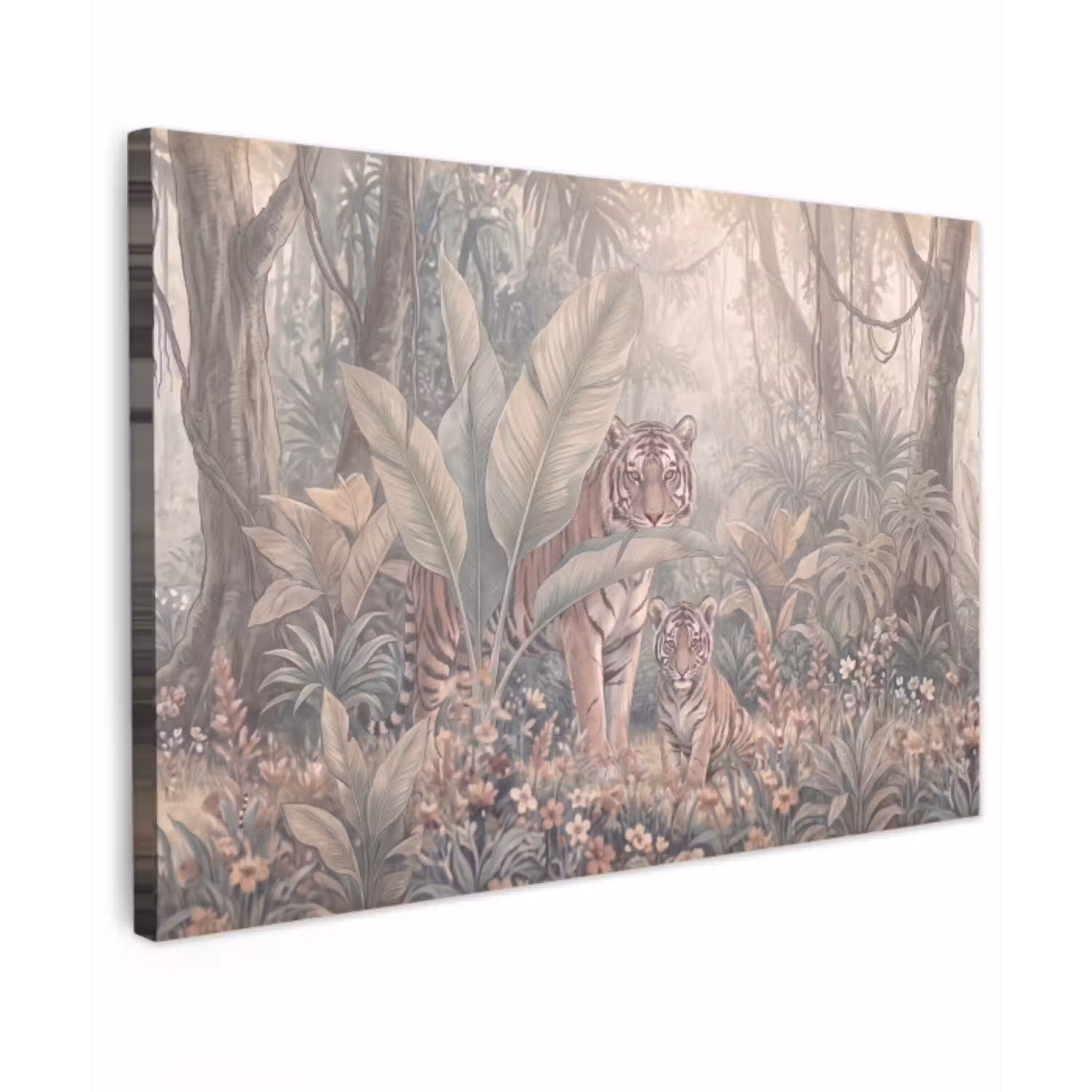 Tijger - Welp - Jungle - Illustratie - Dieren Tuinposter op houten frame 2 cm dik klein -3d