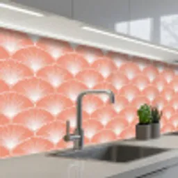 Waaier - Motief - Zalmroze keuken achterwand 2 middel 871 -3d_schuin