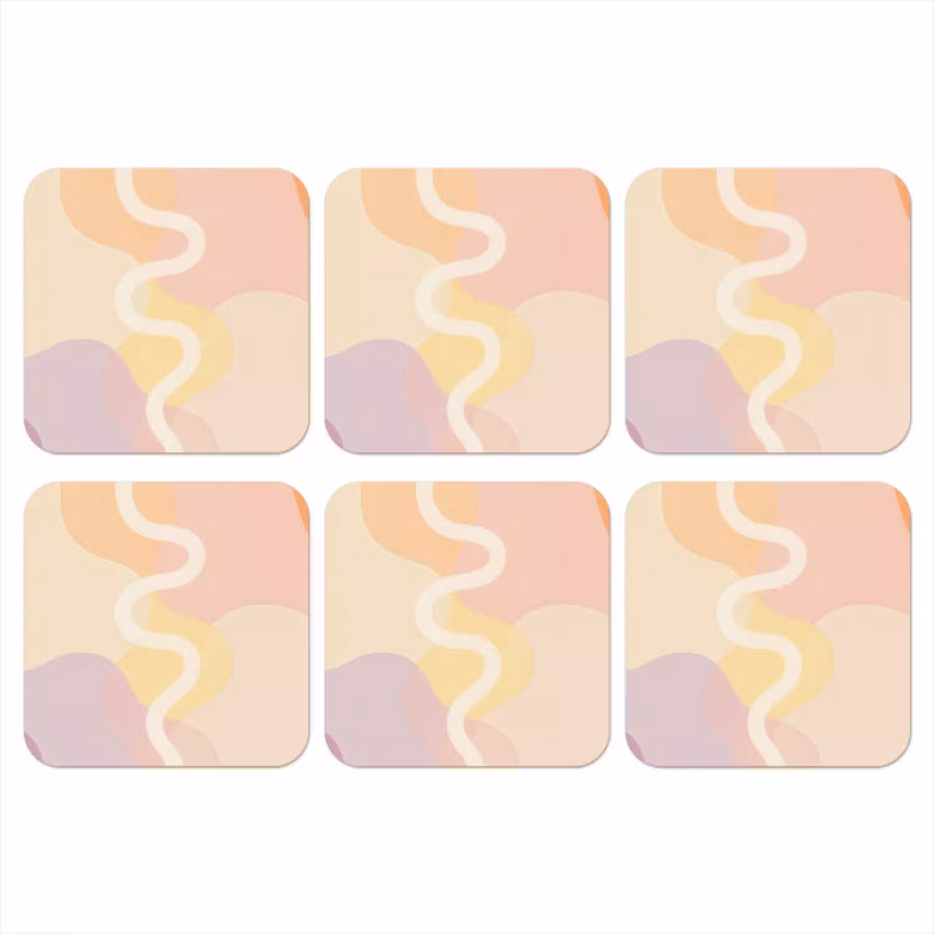Golvende vormen - Abstract - pastel onderzetter kurk middel -3d