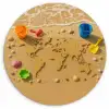 Wereldkaart - Zand - Kleurrijk - Zomer Wandcirkel kunststof plaat 5mm dik klein -3d