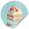 Slagroom - Taart - Blauw - Eten Wandcirkel behangsticker klein -3d