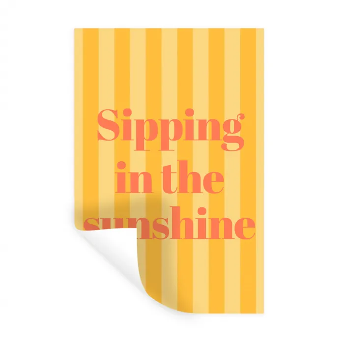 Gestreept - Geel - Sunshine - Letters Muursticker klein -3d