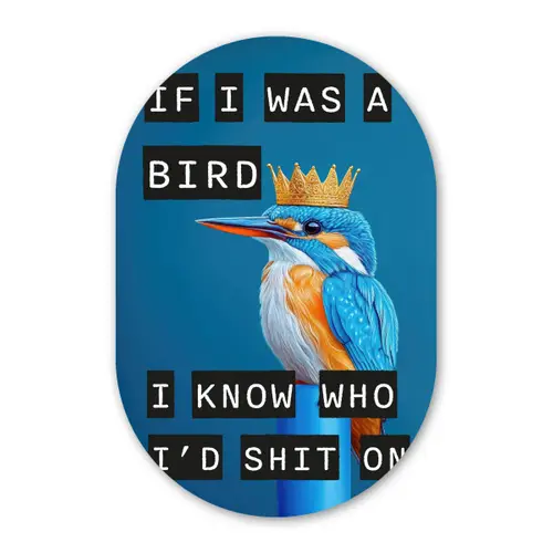 Vogel - Decoratie - Ijsvogel - Blauw Wandcirkel Ovaal Glas middel -3d