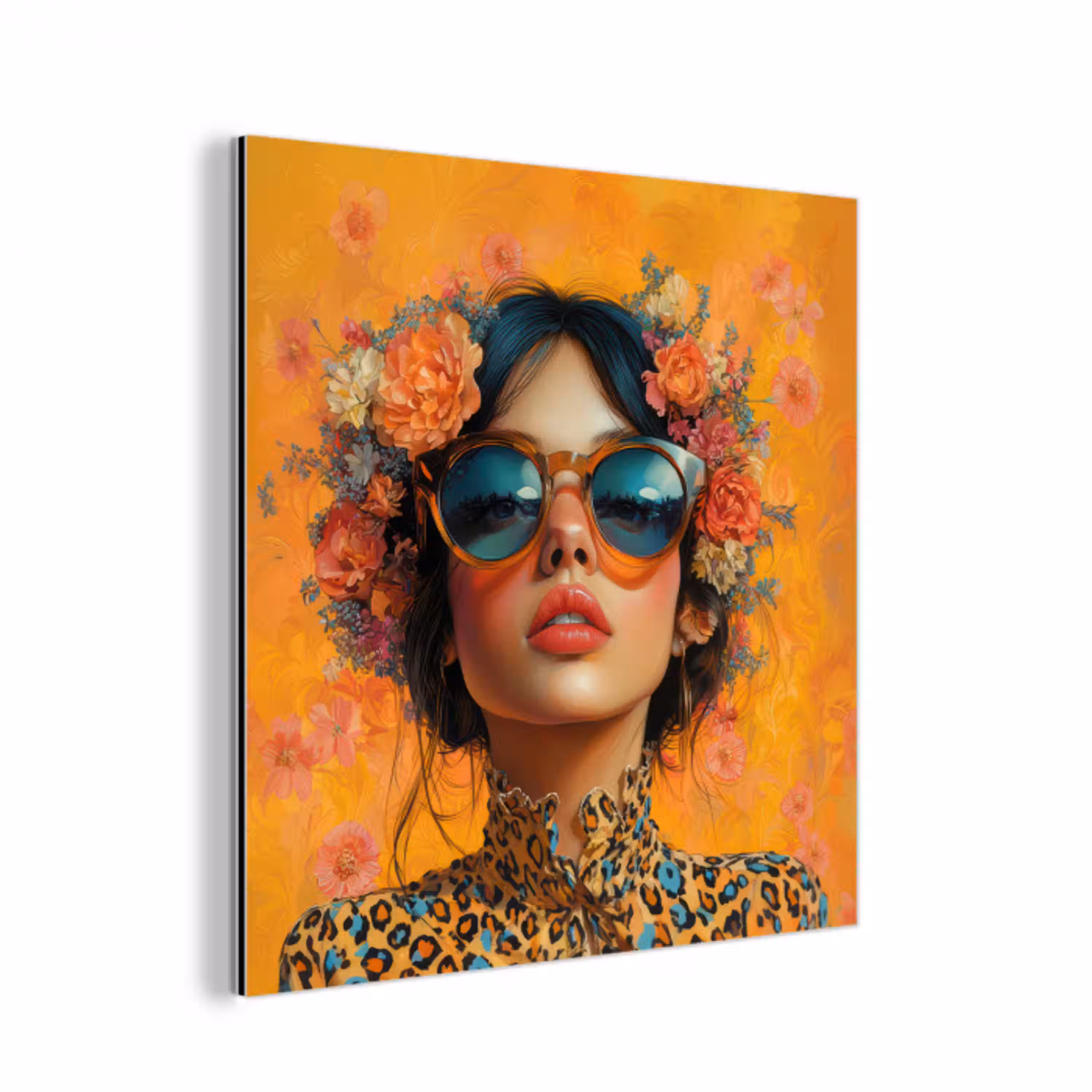 Vrouw - Bloemen - Aesthetic - Oranje aluminium wit klein -3d