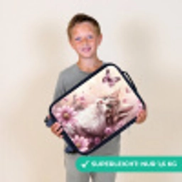 Kat - Paars - Vlinders - Bloemen Kinderkoffer - Zwart klein -sfeer4_DE