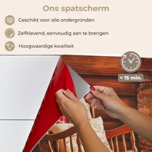 Winter - Kerst - Huis - Openhaard keuken achterwand spatscherm klein -spatscherm_NL