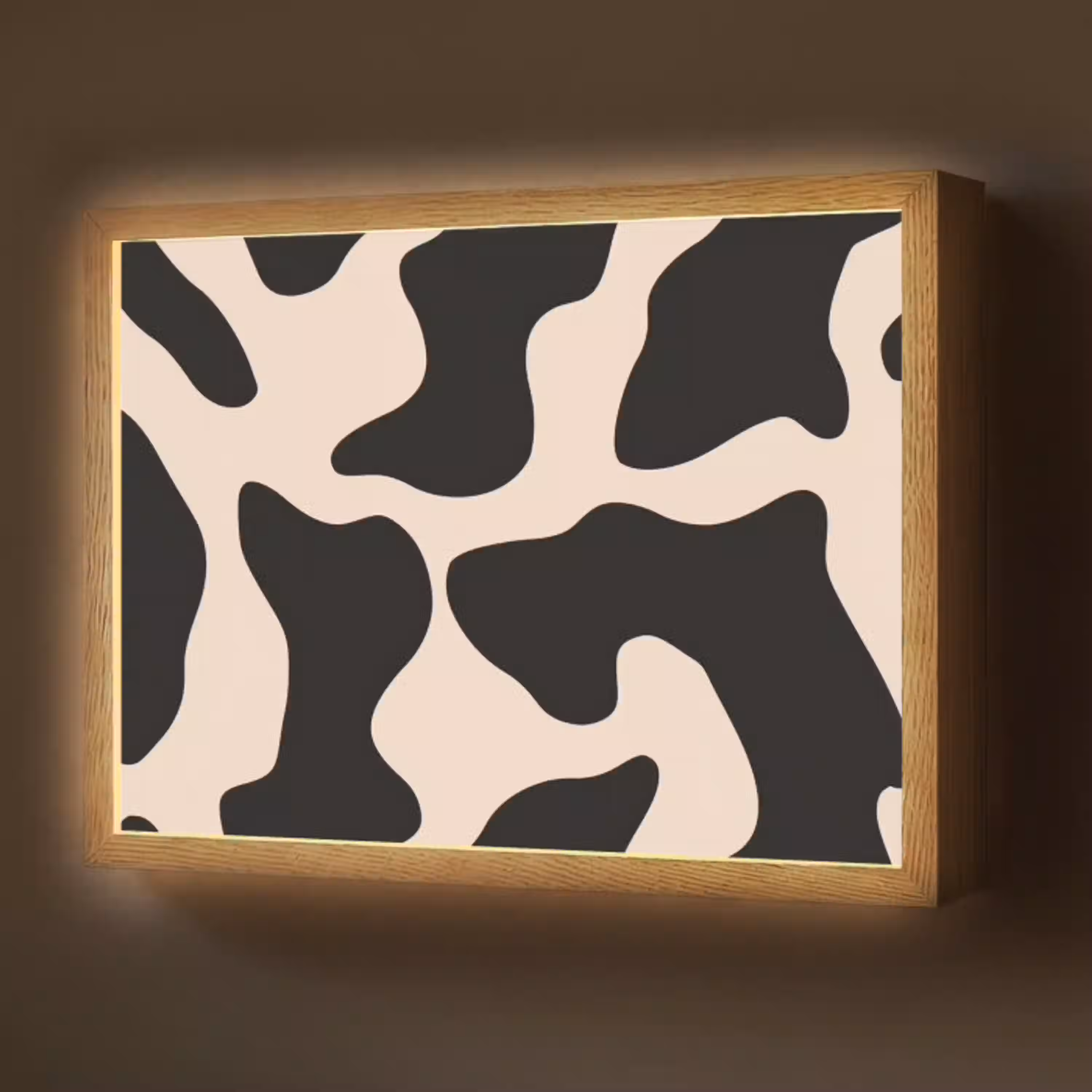 Vlekkenpatroon - Koe - Beige Light Box met batterij (Wandlamp) middel -z3d_website