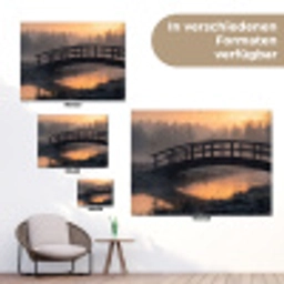 Brug - Mist - Bomen - Water tuinposter los doek klein -Xsfeer9_DE